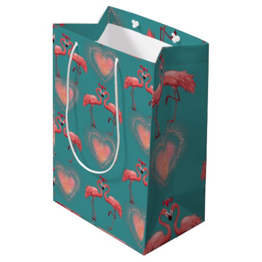 Valentijn inpakpapier - Flamingo- Retro Medium Cadeauzakje (Achterkant Gekanteld)