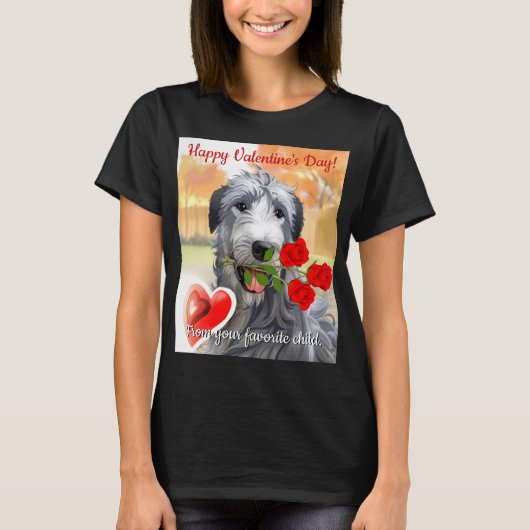 Valentijn Irish Wolfhound Kunstwerk T-shirt (Voorkant)