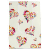 Valentijn Ivoor Retro Harten Patroon Medium Cadeauzakje (Achterkant)