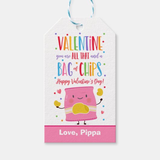 Valentijn, je bent dat allemaal en een zak chips cadeaulabel (Voorkant)