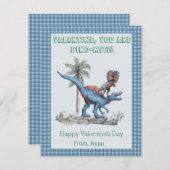 Valentijn, je bent DINO-Mite. Blauw klaslokaal Feestdagenkaart (Voorkant / Achterkant)