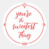 Valentijn Je bent het liefste ding Helderrood Ronde Sticker (Voorkant)