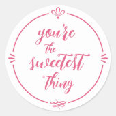 Valentijn Je bent het liefste ding Hot Pink Ronde Sticker (Voorkant)