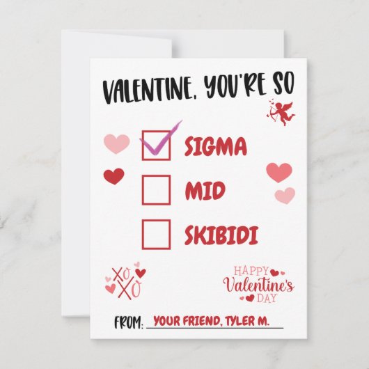 Valentijn, je bent zo Sigma! Teen Valentijnsdag Kaart (Voorkant)