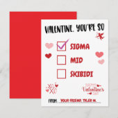 Valentijn, je bent zo Sigma! Teen Valentijnsdag Kaart (Voorkant / Achterkant)