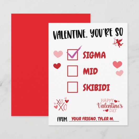 Valentijn, je bent zo Sigma! Teen Valentijnsdag Kaart (Voorkant / Achterkant)