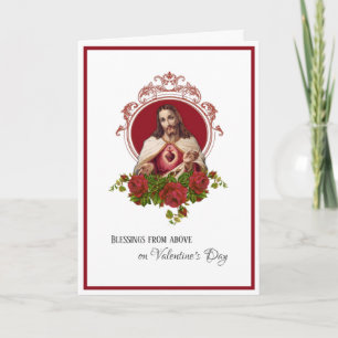 Valentijn Jezus Katholieke Religieuze Heilige Hart Feestdagen Kaart