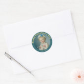Valentijn Jongen bloemen Fragonard Pierrot CC1075 Ronde Sticker (Envelop)