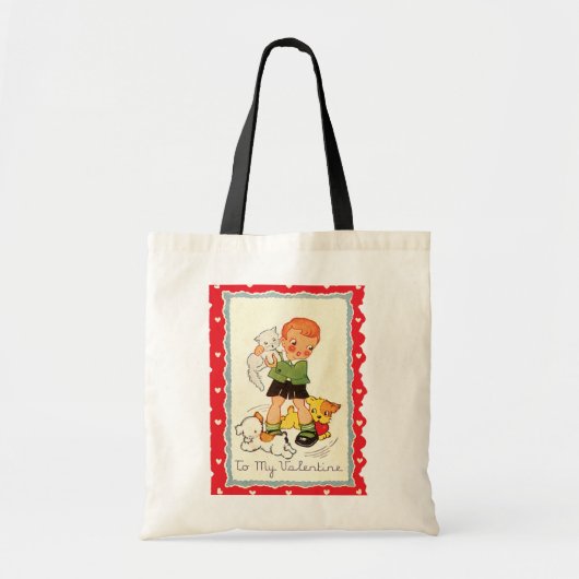 Valentijn, jongen, puppy, Kitten Tote Bag (Voorkant)