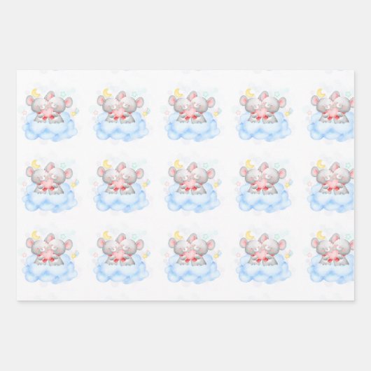 Valentijn Jongen Schattigee Baby Muizen Inpakpapier Vel (Voorkant 2)