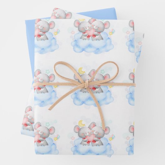 Valentijn Jongen Schattigee Baby Muizen Inpakpapier Vel (In situ)