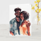 Valentijn Jubileum Black Couple Kaart (Gele Bloem)