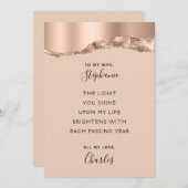 Valentijn Jubileum Romantic Poem Roos Gold Feestdagenkaart (Voorkant / Achterkant)