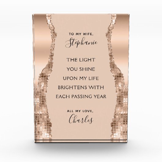 Valentijn Jubileum Roos Gold Romantic Poem Fotoblokken (Voorkant)