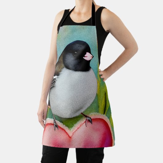 Valentijn Junco Bird Waterverf Tulpen & Hart Schort (Insitu)