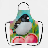 Valentijn Junco Bird Waterverf Tulpen & Hart Schort (Voorkant)