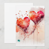 Valentijn Kaart met twee rode harten (Voorkant / Achterkant)