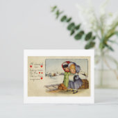 Valentijn Kaart Twee meisjes wachten op de trein (Staand voorkant)