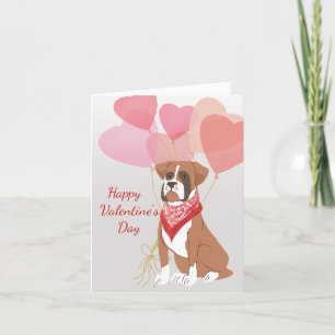 Valentijn Kaart van Dog Brown Boxer Red Balloons