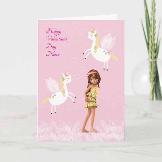 Valentijn Kaart voor Niece met Unicorns (Voorkant)