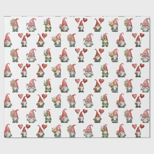 Valentijn kabouters op wit cadeaupapier (Vlak)