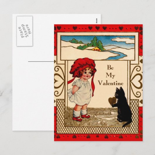 Valentijn Kat Feestdagenkaart (Voorkant / Achterkant)