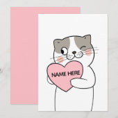 VALENTIJN KAT HART FEESTDAGENKAART (Voorkant / Achterkant)