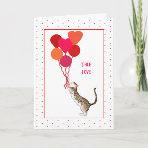 Valentijn Kat met ballon Bouquet Holiday Kaart