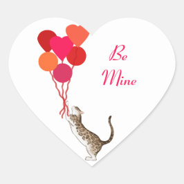 Valentijn Kat met Heart Balloons Holiday Sticker