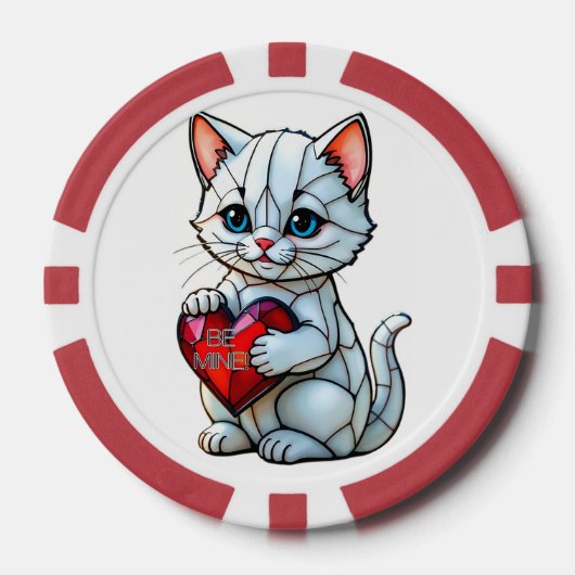 Valentijn Kat Poker Chips (Voorkant)
