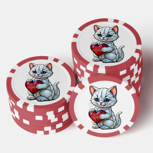 Valentijn Kat Poker Chips (Opstapeling)