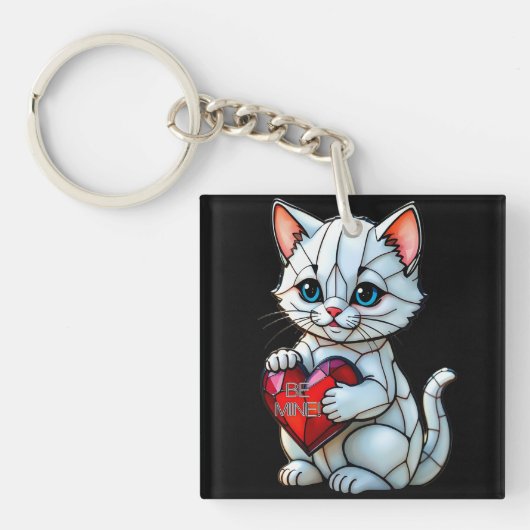 Valentijn Kat Sleutelhanger (Voorkant)