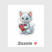 Valentijn Kat Sticker (Vel)