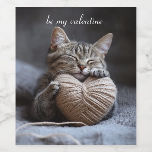 valentijn kat wijn etiket (Enkel label)