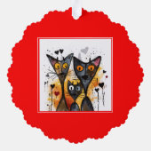 Valentijn Katten en Harten Ornament Kaart (Achterkant)