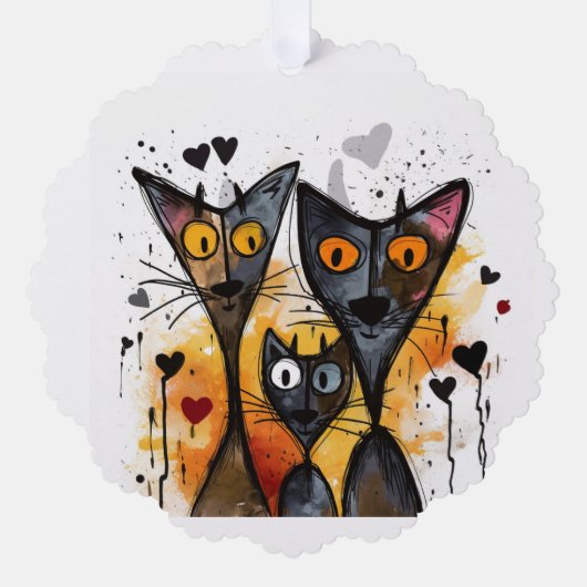 Valentijn Katten en Harten Ornament Kaart (Voorkant)