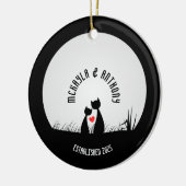 Valentijn katten Rode hartenmaan Silhouette Couple Keramisch Ornament (Links)