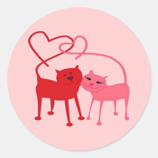Valentijn Katten Ronde Sticker (Voorkant)