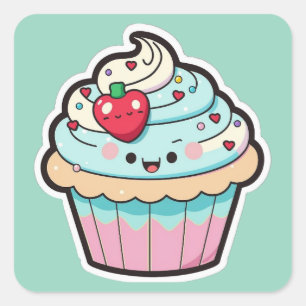 Valentijn Kawaii Cupcake Sticker
