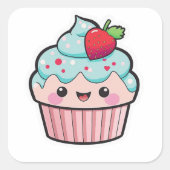 Valentijn Kawaii Cupcake Sticker (Voorkant)