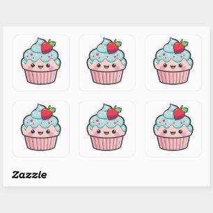 Valentijn Kawaii Cupcake Sticker