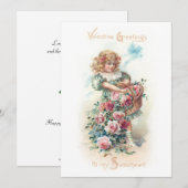 Valentijn Kind met Roze Rozen Feestdagenkaart (Voorkant / Achterkant)