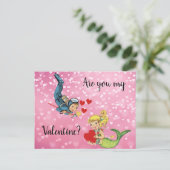 Valentijn Kind Zeemeermin en Scuba Diver Feestdagenkaart (Staand voorkant)