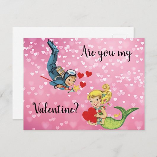 Valentijn Kind Zeemeermin en Scuba Diver Feestdagenkaart (Voorkant / Achterkant)