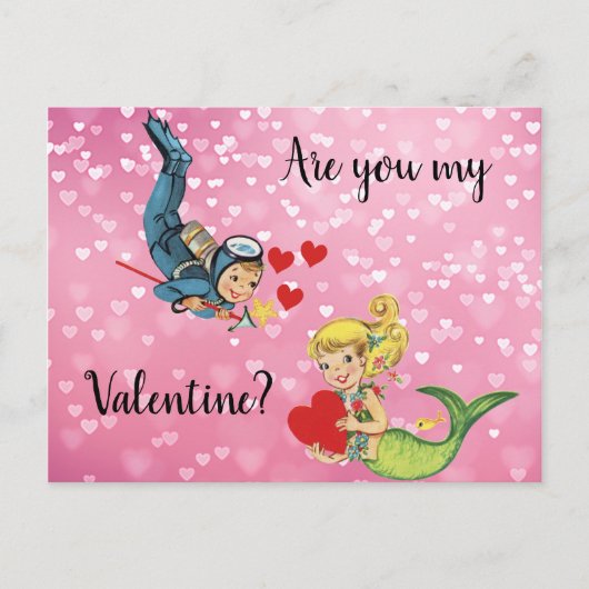 Valentijn Kind Zeemeermin en Scuba Diver Feestdagenkaart (Voorkant)