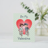  Valentijn kinderen op fietsen met hart Feestdagenkaart (Staand voorkant)