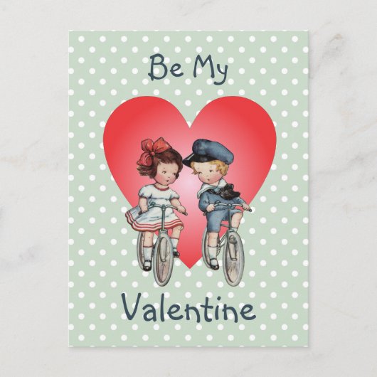  Valentijn kinderen op fietsen met hart Feestdagenkaart (Voorkant)