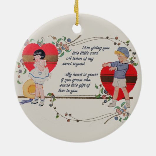  Valentijn Kinderen Schattige Kleurrijke Art Deco Keramisch Ornament (Achterkant)