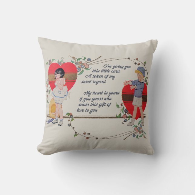  Valentijn Kinderen Schattige Kleurrijke Art Deco Kussen (Voorkant)