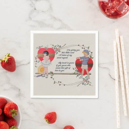  Valentijn Kinderen Schattige Kleurrijke Art Deco Servet (Insitu)